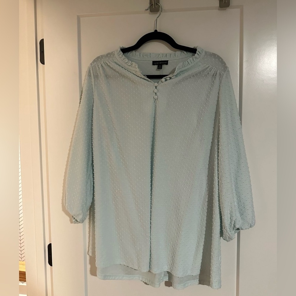 Size 14/16 Light Green/Blue Elbow Sleeve
Dot Top